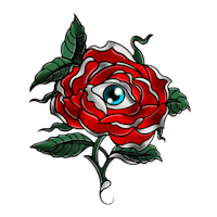 a rose with an eye on it